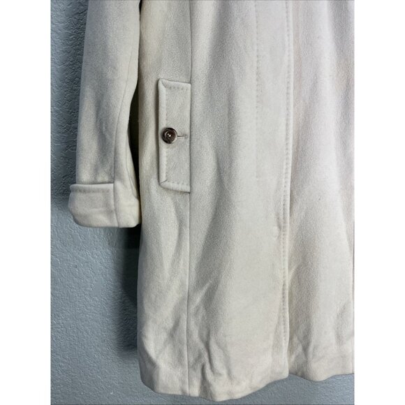 Lands End Peacoat Womens 2 Cream Wool Blend Midi Winter Coat Single Breasted - Picture 3 of 10